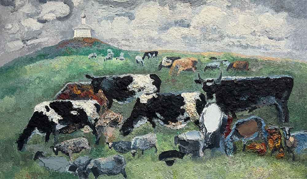 Grazing Cattle By Lev Meshberg