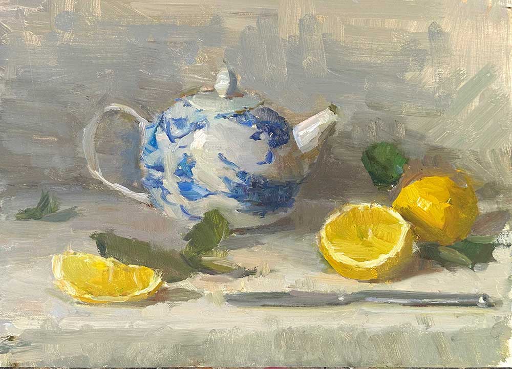 Delft Teapot and Lemons