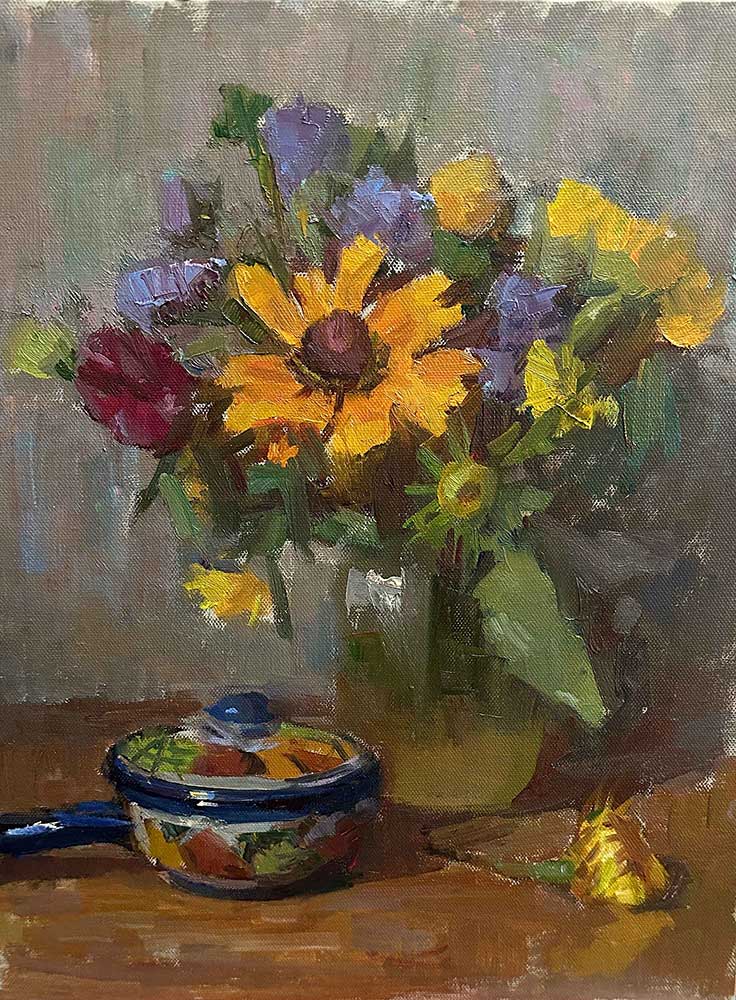 Flowers and Mexican Pot By Patricia Nebbeling