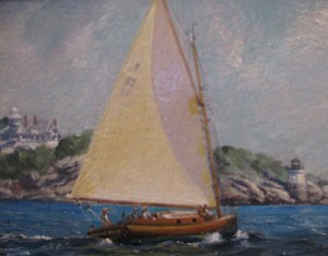 Catboat off Castle Hill By Peter Arguimbau