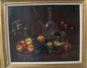 Glass Vase & Cherries By Richard Pionk