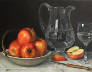 Apples, Glass and Pitcher By Barbara Efchak