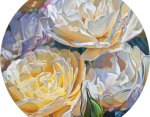 White & Yellow Roses with Bud By Paul Baldassini
