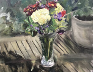 Flowers On Outside Table By Eric Alexander Santoli