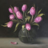 Pink Tulips in Glass Vase By Patt Baldino