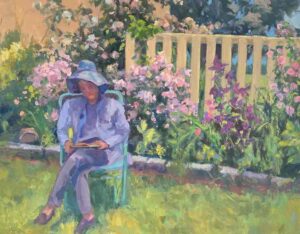 Reading in the Garden By Barbara Lussier