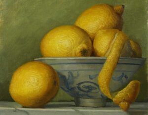 Lemons and Peal in Porcelain By Barbara Efchak