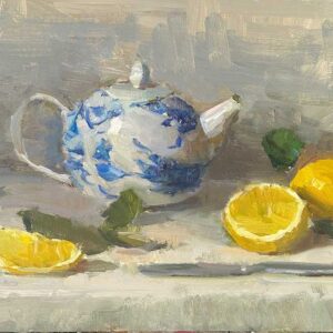 Delft Teapot and Lemons By Patricia Nebbeling
