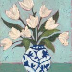 Ivory Tulips in Chinoiserie Vase By Mallory Wiedemann