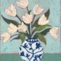 Ivory Tulips in Chinoiserie Vase By Mallory Wiedemann